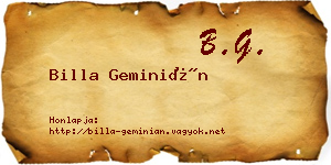 Billa Geminián névjegykártya
